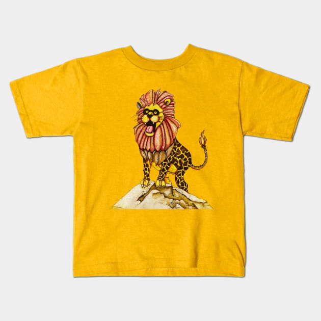 A lion with giraffe costume Kids T-Shirt by Timone